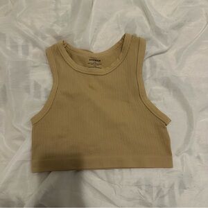 Tan Ribbed Crop Top